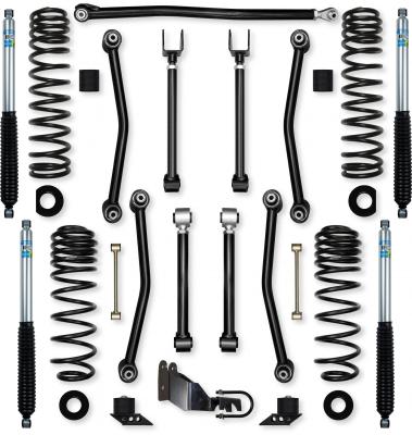 2.5 Inch Ultimate Adventure Mid-Arm Suspension System for Jeep Wrangler JLU 4XE Models With Bilstein Shocks Rock Krawler