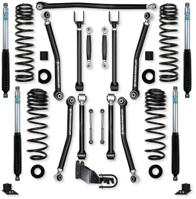 4.5 Inch Adventure X Coilover No Limits Mid-Arm Suspension System for Jeep Wrangler JL Gas Models Comp System Stage 2 Rock Krawler