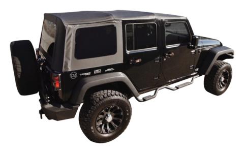 Black OEM Replacement Soft Top for 2007-09 JK Wrangler w/ 4-Full Steel Doors RT Off Road