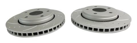 Front High Performance Cross Drilled &amp; Slotted Rotor Set for 07-18 Jeep JK RT Off Road