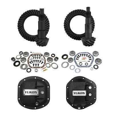 Stage 2 Jeep JK Re-Gear Kit W/Diff Covers For Dana 30/44 4.56 Ratio JK Non-Rubicon D30/D44 Stage 2 Gear Kit Package 4.56 Ratio W/ F&amp;R Covers Yukon Gear