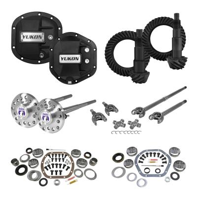 Stage 4 Jeep JK Re-Gear Kit W/Covers Fr/Rr Axles Dana 30/44 4.56 Ratio JK Non-Rubicon D30/D44 Stage 4 Gear Kit Package 4.56 Ratio F&amp;R Covers &amp; 4340 F&amp;R Axle Kits Yukon Gear