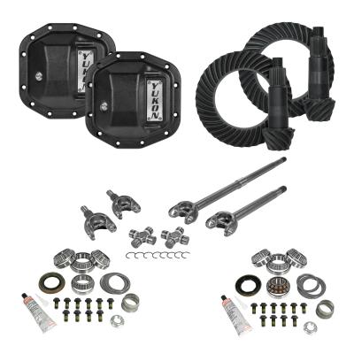 Stage 3 Jeep JL Re-Gear Kit W/Covers Front Axles Dana 30/35 4.88 Ratio JL Non-Rubicon M200 Rear/ M186 Front Stage 3 Gear Kit Package 4.88 F&amp;R Cover &amp; 4340 Front Axles Yukon Gear