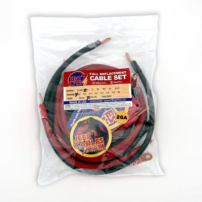1991-1995 Jeep Wrangler YJ Battery Cable Kit 4.0 Liter 4 Gauge Battery Cable w/Black Red/Spyder Wrap Big7Kits