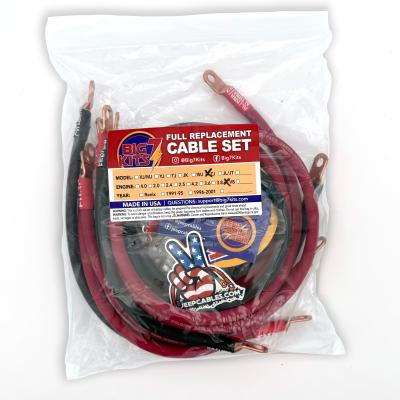 1993-1998 Jeep Grand Cherokee Battery Cable Kit ZJ 5.2-5.9 Liter 4 Gauge Battery Cable w/Black Red/Spyder Wrap Big7Kits
