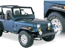 Black Jeep Cutout Style Textured Finish 4-Piece Fender Flare Set For 1987-1995 Jeep Wrangler YJ (Excludes Renegade) Bushwacker