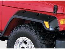 Black Pocket/Rivet Style Textured Finish 4-Piece Fender Flare Set Standard Flare Coverage For 1997-2006 Jeep Wrangler TJ Bushwacker