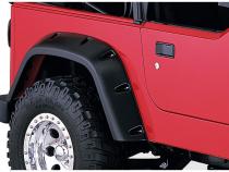 Black Pocket/Rivet Style Textured Finish 4-Piece Fender Flare Set Standard Flare Coverage For 1997-2006 Jeep Wrangler TJ Bushwacker