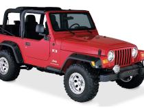 Black Pocket/Rivet Style Textured Finish 4-Piece Fender Flare Set Standard Flare Coverage For 1997-2006 Jeep Wrangler TJ Bushwacker