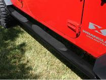 Tube Side Step Kit Oval 4.25 Inch Black 07-18 Wrangler JKU 4 Door Rugged Ridge