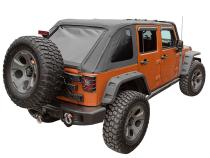 Bowless Soft Top Black Diamond 07-18 Jeep Wrangler JKU 4 Door Rugged Ridge