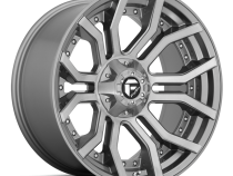 Aluminum Wheels 24X12 Rage Platinum D713 8 On 165.1 Brushed Gunmetal Gray Tinted Clear 125.2 Bore -44 Offset Fuel Off Road Wheels