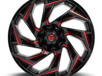 Aluminum Wheels 22X12 Reaction D755 8 On 180 Gloss Black Milled Red Tint 124.3 Bore -44 Offset Fuel Off Road Wheels