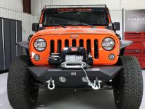 Jeep JK Front Bumper 07-18 Wrangler JK Rubicon and Unlimited Steel Black Textured Powdercoat Manowar Series Fishbone Offroad