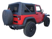 Black OEM Replacement Soft Top for 2007-09 JK Wrangler w/ 2-Full Steel Doors RT Off Road