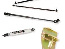Jeep CJ wide track steering kit with power steering for 1982-1986 CJ5, CJ7, and CJ8 HD linkage, steering shaft, box mount, and stabilizer